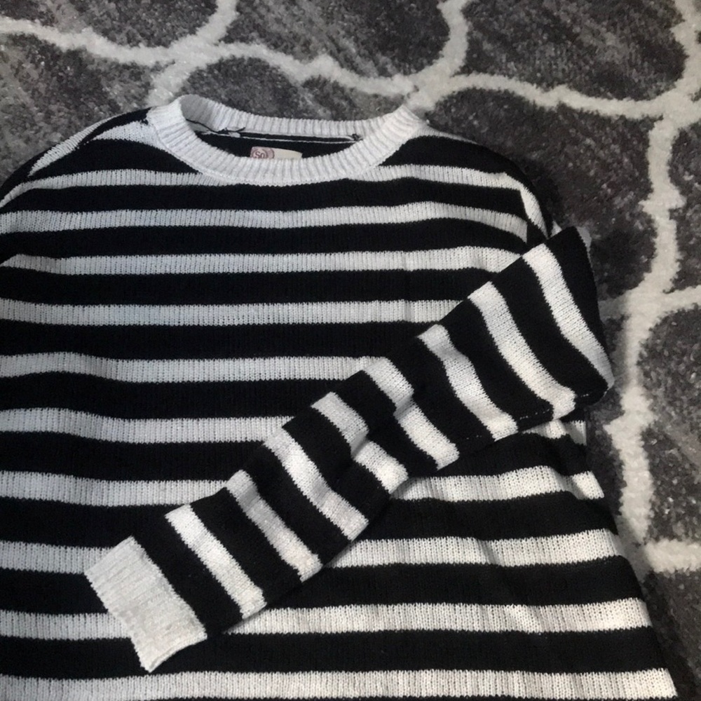 black and white striped sweater